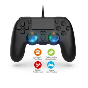 Wired USB Game Controller for PS5/PS5 Slim/PC – Turbo Function, Dual Vibration, 6-Axis Gyroscope, and Programmable Macros