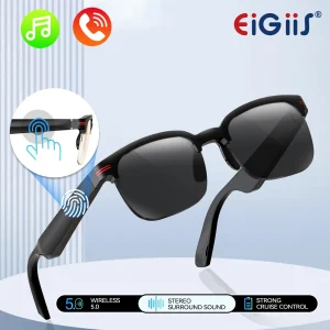 EIGIIS New GS200 Smart Glasses With Wireless Call, Music, Playback Half Frame Sunglasses With Blue Light UV Protection , and Waterproof.