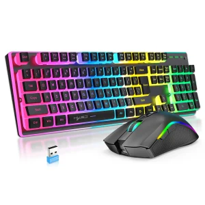 2025 New arrival HXSJ L96 104 keys 2.4G wireless pc keyboard with mechanical feeling gaming keyboard and mouse combos for laptop game