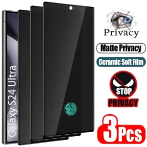 3Pcs Matte Ceramic Privacy Screen Protector for Samsung Galaxy S21 S20 S22 S23 S24, and Ultra Note 20 10 S8 S9 S10 Plus Anti Spy Film