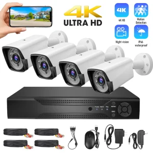 4K/5MP CCTV Security Camera System – 1080p HD Surveillance with Motion Detection, Night Vision, and Weatherproof Outdoor Monitoring