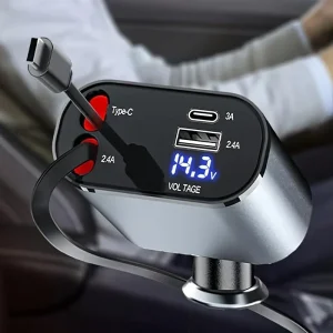 120/66w 4 IN 1 Retractable Car Charger Mobile Phone USB PD Type C Cable For iPhone Fast Charge and QC Adapter