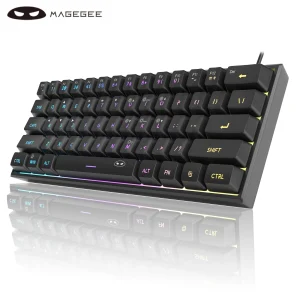 MageGee Mini 60% Gaming Keyboard, RGB Backlit 61 Key Ultra-Compact Keyboard, TS91 Ergonomic Waterproof Mechanical Feeling Keyboard