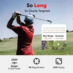 The REDTIGER Golf Rangefinder offers up to 1200-yard accuracy with 7x magnification, slope adjustment, flag lock with vibration, and a USB-C rechargeable battery—perfect for both casual and competitive golfers.