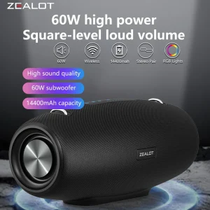 The Zealot S67 Wireless Bluetooth Speaker is a robust and versatile audio solution designed for both indoor and outdoor use. With its powerful sound output, durable build, and extended battery life, it caters to users seeking quality audio on the go.